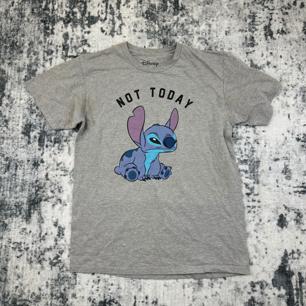 Disney T-Shirt Womens Large Gray Lilo & Stitch Not Today Graphic T Short Sleeve